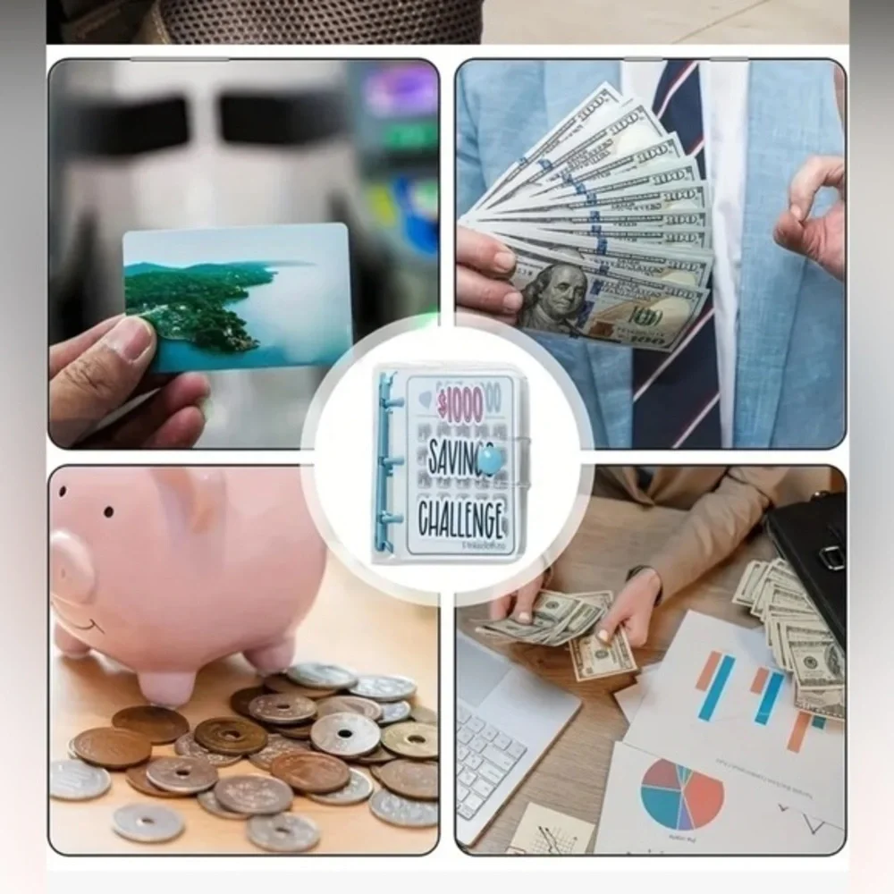 Savings challenge binder $1000-25 sleeves with tracking‎ card and sticker…